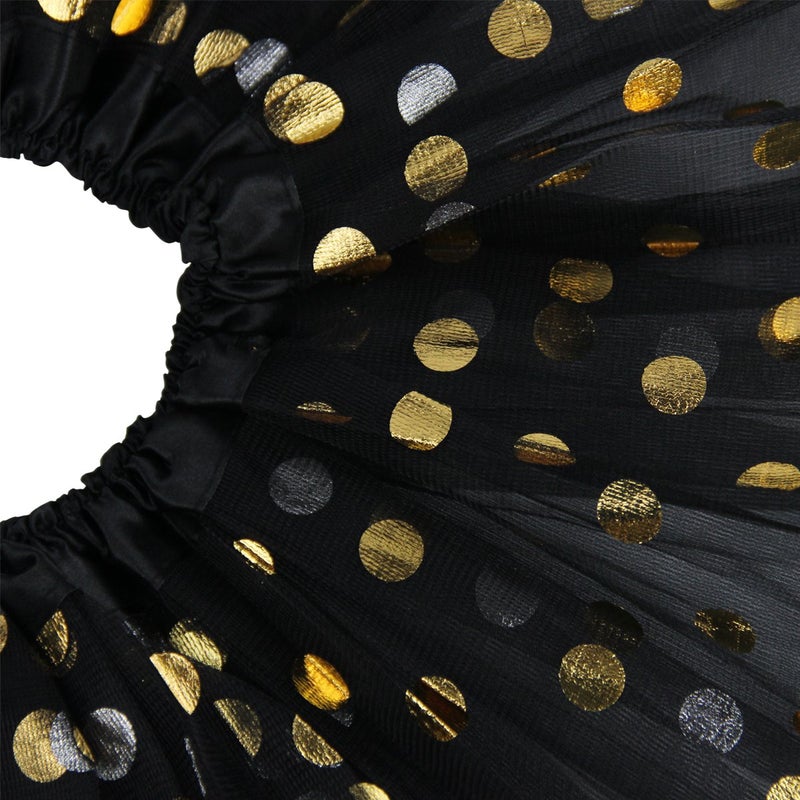 JastoreÂ® Girls' Polka Dot Tutu Glitter Ballet Triple Layer Soft Tulle Dance Skirt (3-10 Years, Black) - Image 3